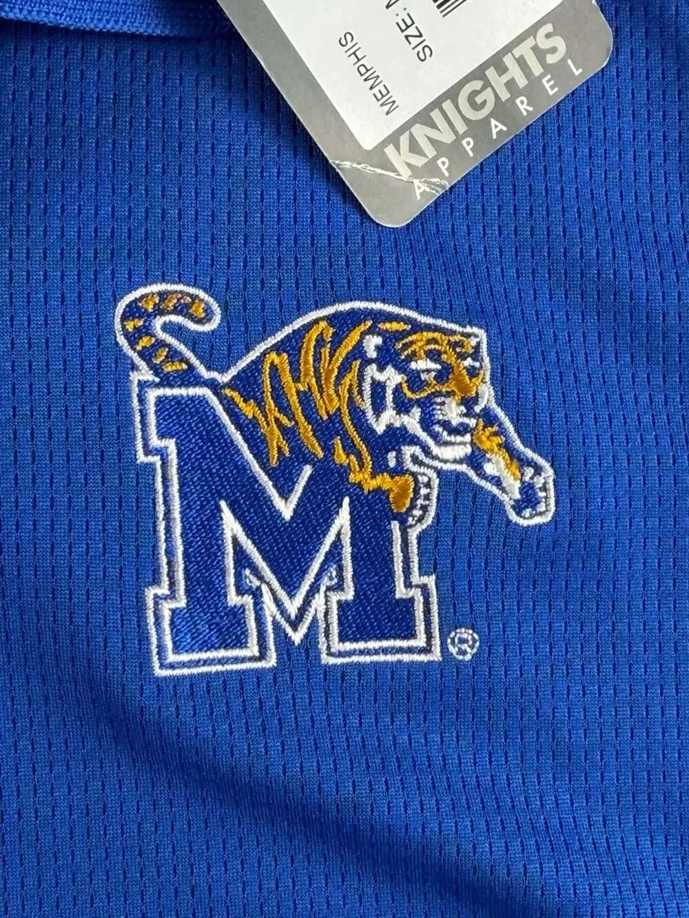 NWT Memphis Tigers Polo Shirt Men M Knights Apparel NCAA Blue White Embroidered
